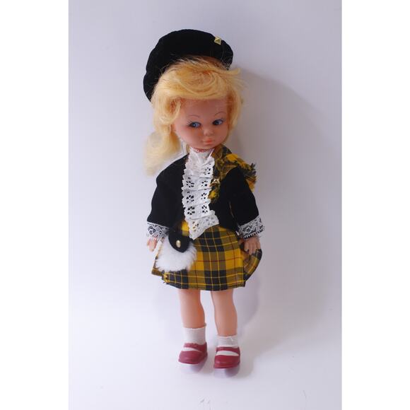 Scottish Doll, Yellow-Black Costume, Small, Tourist Souvenir ~ 241211-WH M-15-09 - Picture 1 of 4